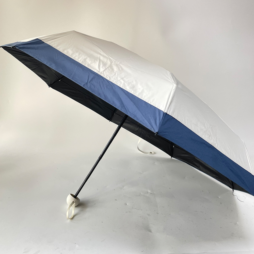 CHERAINTI Anti-UV Waterproof Folding Umbrella, Fashion 8-Ribs Windproof Travel Umbrella White
